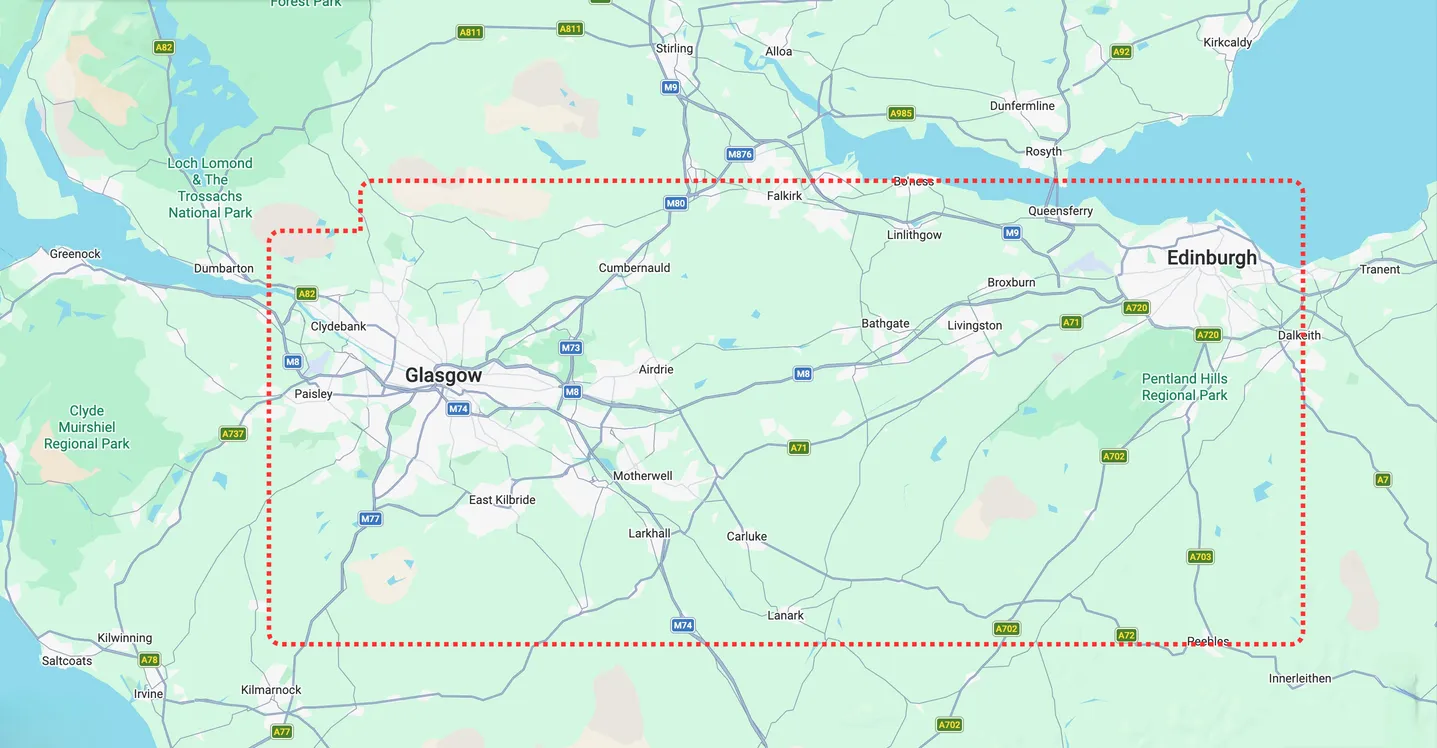 Evans Joinery and Construction - Service Area Map Evans Joinery and Construction - Service Area Map